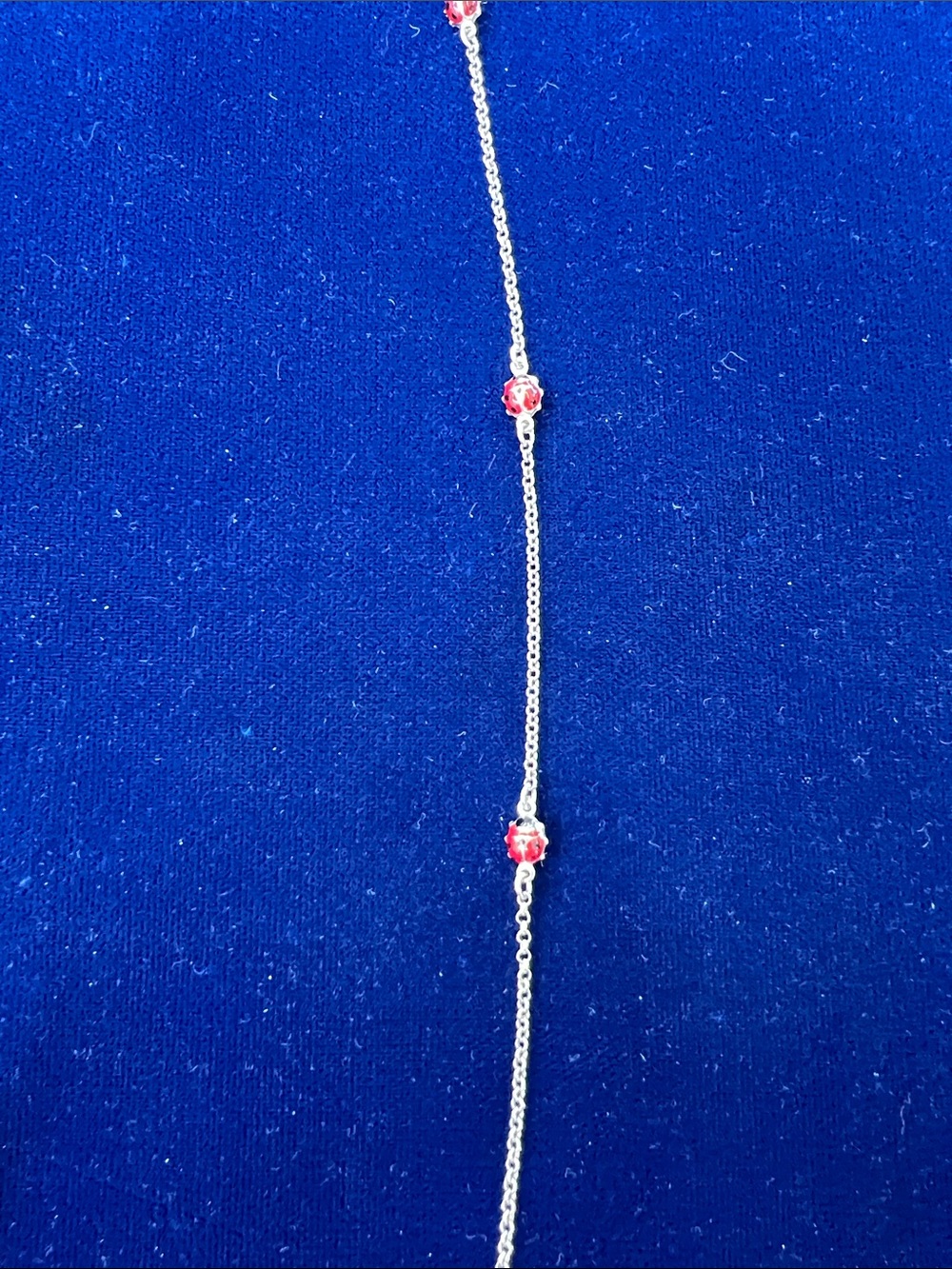 Delicate White Gold Uncle Bracelet with Small Ladybugs Charms